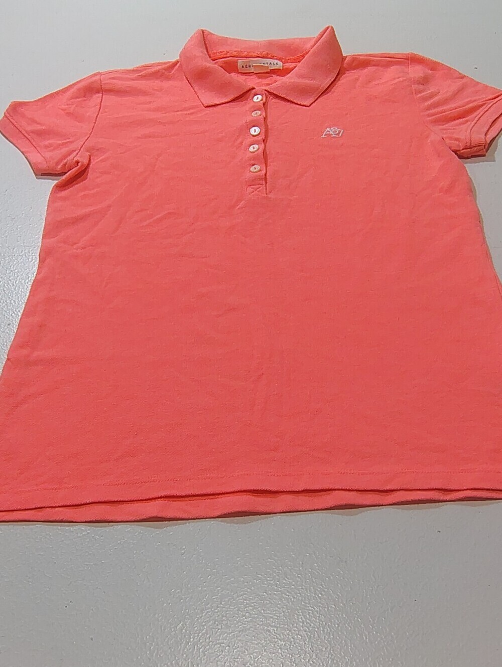 Aeropostale Coral Pink Short Sleeve Button-Down Polo